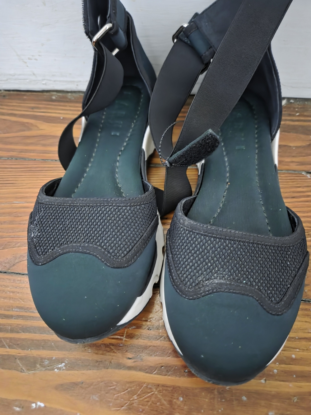 Women's MARNI Black and Hunter Green Sport-Casual Shoes SIZE 37
